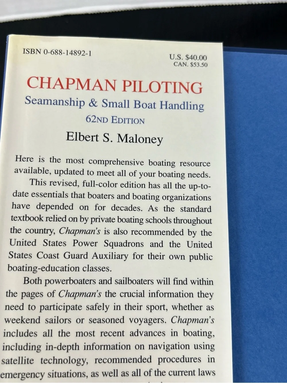 Vintage Chapman Piloting Seamanship & Small Boat Handling - 62nd Edition